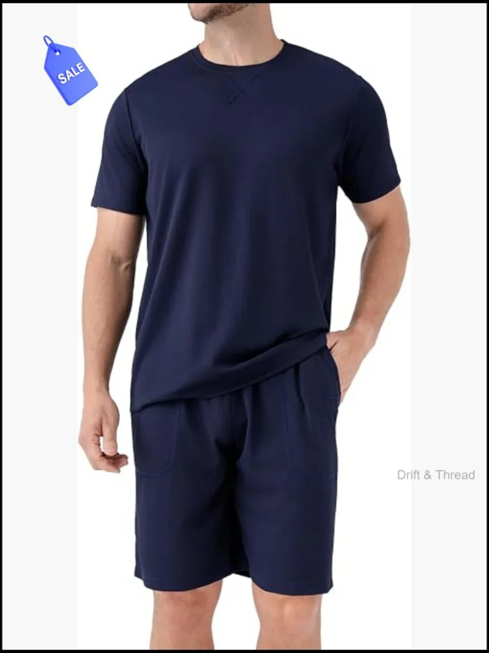 Men's Waffle Knit Pajama Set Short Sleeve Lounge Set Relaxed Fit 2-Piece